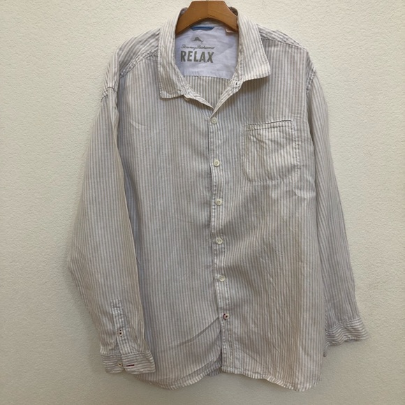 Tommy Bahama linen striped long sleeves shirt XXL - Picture 1 of 8